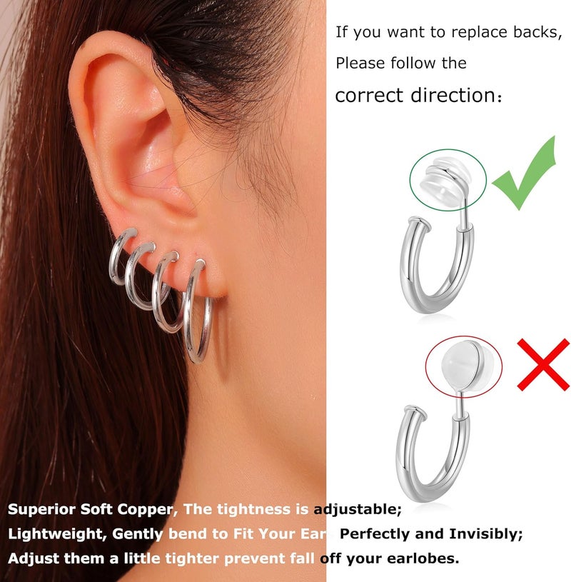 PLOMFOV Clip On Hoop Earrings for Women Non Pierced Earrings Clip On Gold Hoops Fake Earrings Clips for Non-Pierced Ears 10-20MM - Image 4
